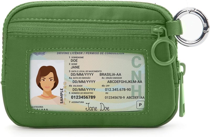 DiDida The Iris Wallet Zip Card Case with ID Window Purses for Women Coin Purse with Zipper Mini Portable Keychain Wallet, Meadow Green - Image 1